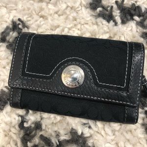 Coach Black Bifold Signature Wallet w Keychain
